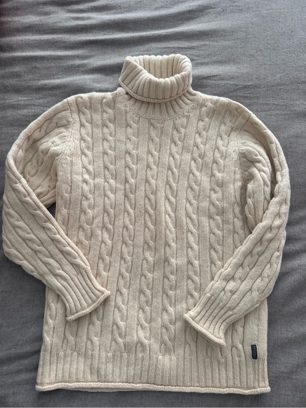 Fisherman Out Of Ireland Pure Wool Cashmere Blend Cable Knit Turtleneck